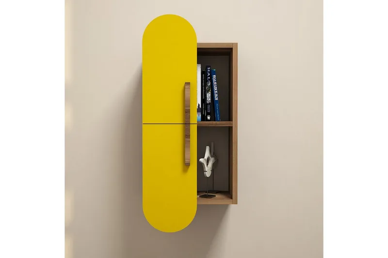 Hovdane Vägghylla 35 cm, Brun/Gul