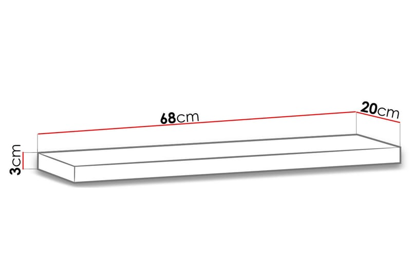 Hylla Idelle 20x68 cm - Svart - Vägghylla - Väggförvaring