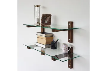 Ilano Vägghylla 85 cm - Brun/Glas - Förvaring - Hylla - Vägghylla