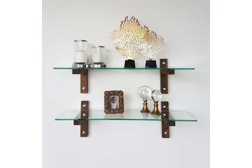 Ilano Vägghylla 85 cm - Brun/Glas - Förvaring - Hylla - Vägghylla