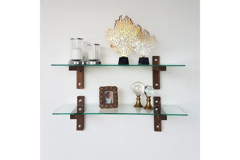 Ilano Vägghylla 85 cm - Brun/Glas - Förvaring - Hylla - Vägghylla