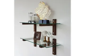 Ilano Vägghylla 85 cm - Brun/Glas - Förvaring - Hylla - Vägghylla