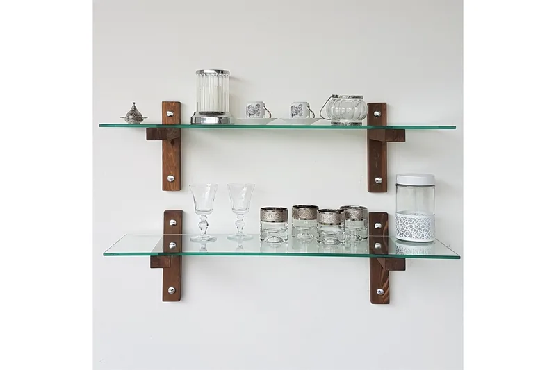 Ilano Vägghylla 85 cm - Brun/Glas - Förvaring - Hylla - Vägghylla