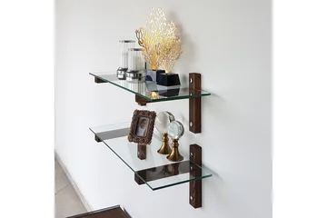 Ilano V ägghylla 85 cm - Brun/Glas - Förvaring - Hylla - Vägghylla