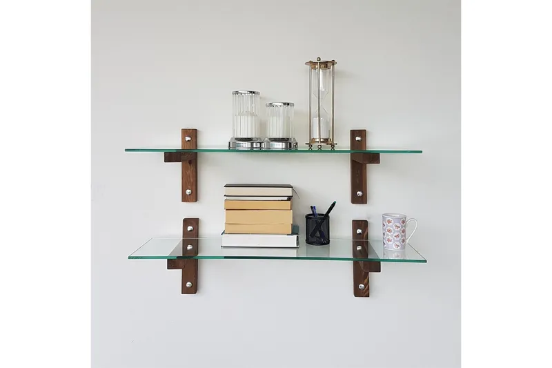 Ilano Vägghylla 85 cm - Brun/Glas - Förvaring - Hylla - Vägghylla