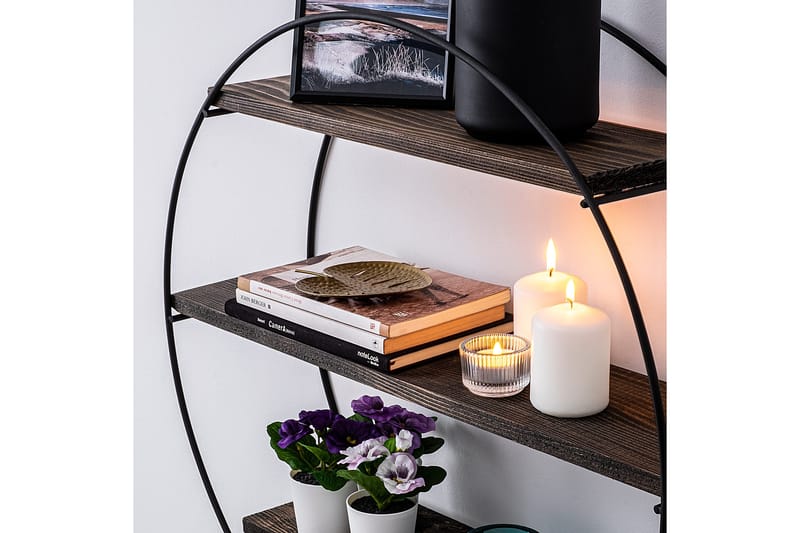 Jundiai Vägghylla 60x15 cm 3 Hyllor - Svart/Mörkbrun - Förvaring - Hylla - Vägghylla