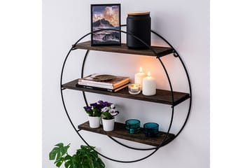 Jundiai Vägghylla 60x15 cm 3 Hyllor - Svart/Mörkbrun - Förvaring - Hylla - Vägghylla