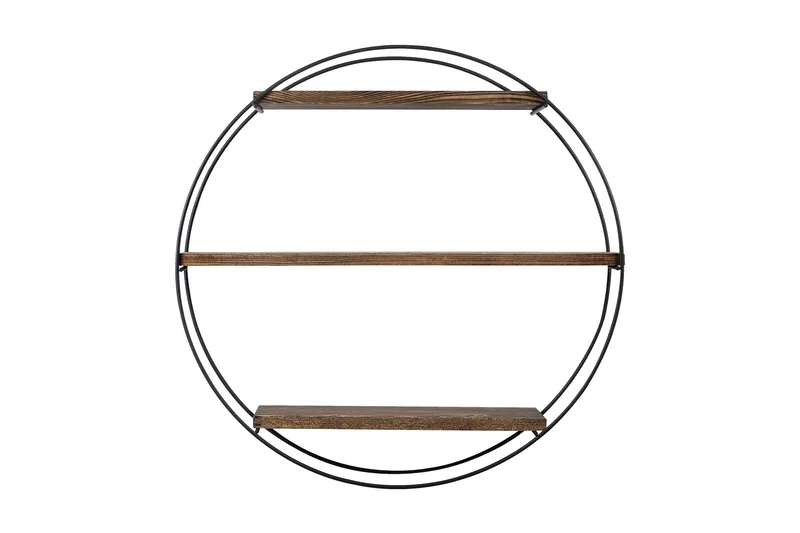 Jundiai Vägghylla 60x15 cm 3 Hyllor, Svart/Mörkbrun