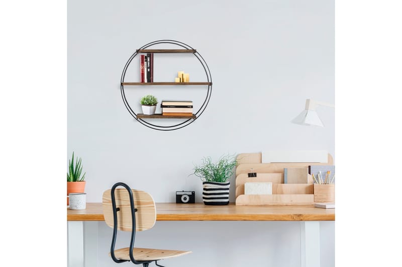 Jundiai Vägghylla 60x15 cm 3 Hyllor - Svart/Mörkbrun - Förvaring - Hylla - Vägghylla