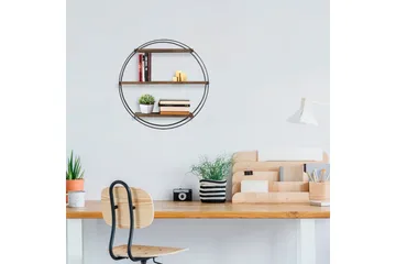 Jundiai Vägghylla 60x15 cm 3 Hyllor - Svart/Mörkbrun - Förvaring - Hylla - Vägghylla