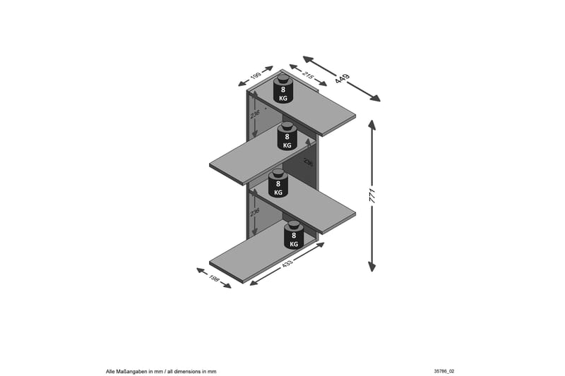 Kailyne Vägghylla 44 cm - Brun - Förvaring - Hylla - Vägghylla