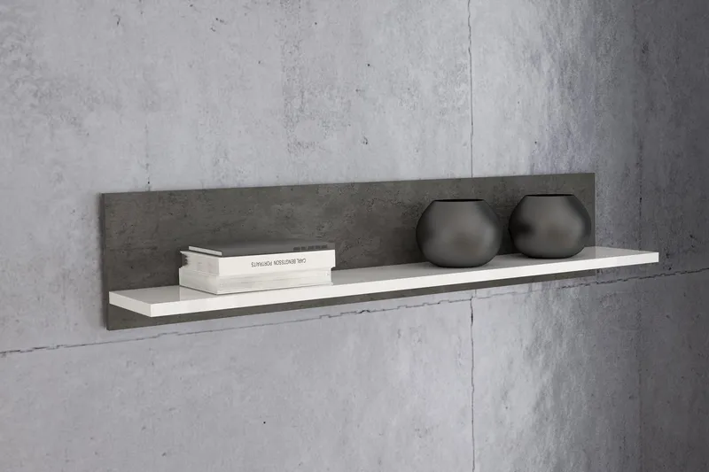 Kranea Vägghylla 22x125 cm - Grå/Vit - Förvaring - Hylla - Vägghylla