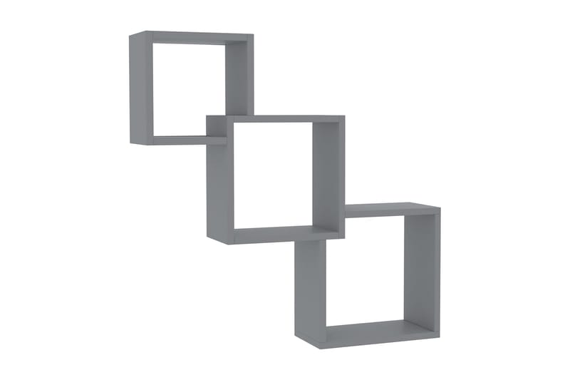 Kubhyllor högglans grå 84,5x15x27 cm spånskiva - Grå - Vägghylla - Väggförvaring