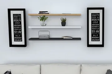 Lakasha Vägghylla 2 cm - Blå/Antracit/Vit - Förvaring - Hylla - Vägghylla