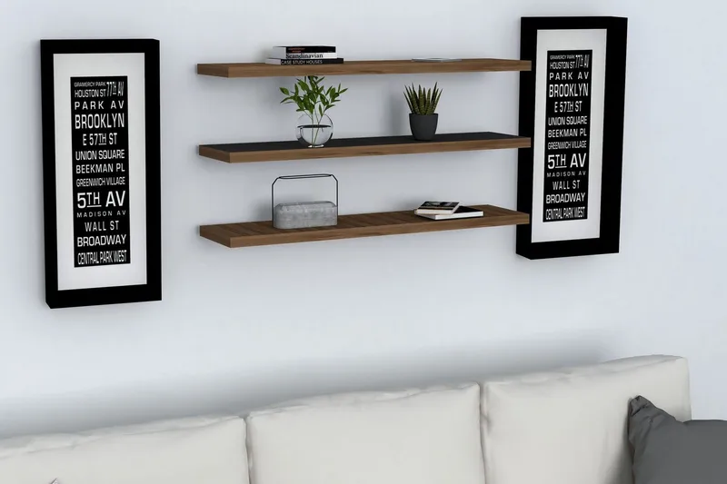 Lakasha Vägghylla 2 cm - Valnöt - Förvaring - Hylla - Vägghylla