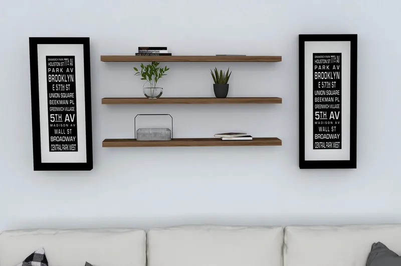 Lakasha Vägghylla 2 cm - Valnöt - Förvaring - Hylla - Vägghylla