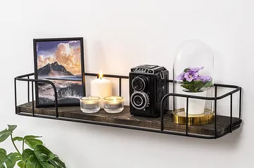 Lindern Vägghylla 15x60 cm - Svart/Valnöt - Förvaring - Hylla - Vägghylla