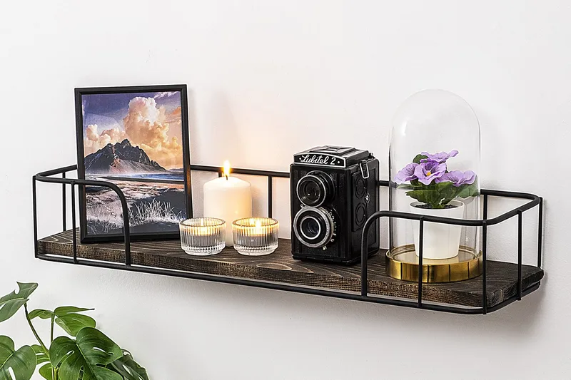 Lindern Vägghylla 15x60 cm - Svart/Valnöt - Förvaring - Hylla - Vägghylla