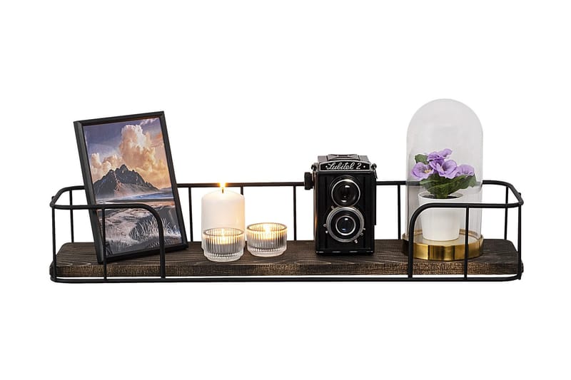 Lindern Vägghylla 15x60 cm - Svart/Valnöt - Förvaring - Hylla - Vägghylla