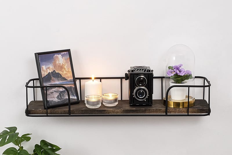 Lindern Vägghylla 15x60 cm - Svart/Valnöt - Förvaring - Hylla - Vägghylla