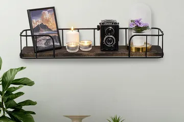 Lindern Vägghylla 15x60 cm - Svart/Valnöt - Förvaring - Hylla - Vägghylla