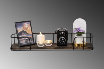 Lindern Vägghylla 15x60 cm - Svart/Valnöt - Förvaring - Hylla - Vägghylla