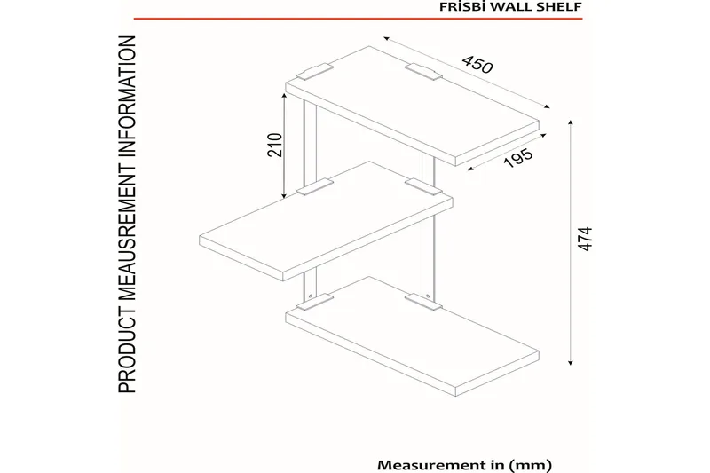 Mohed Vägghylla 45 cm - Brun/Svart - Förvaring - Hylla - Vägghylla