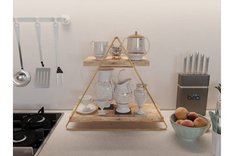 Naomasa Vägghylla 38 cm - Brun/Guld - Förvaring - Hylla - Vägghylla