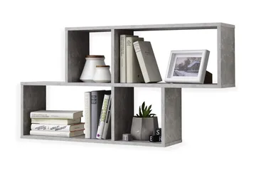 Nora Vägghylla 100 cm - Vit/Betong - Förvaring - Hylla - Vägghylla