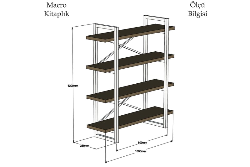 Puqa Design Bokhylla - Valnöt - Förvaring - Hylla - Vägghylla