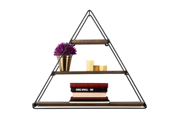 Raceme Vägghylla 60x15 cm 3 Hyllor - Svart/Mörkbrun - Förvaring - Hylla - Vägghylla