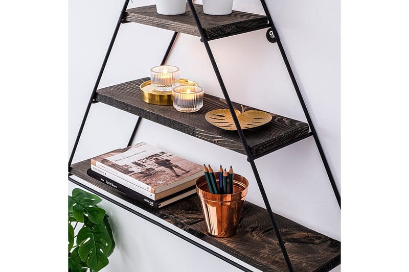 Raceme Vägghylla 60x15 cm 3 Hyllor - Svart/Mörkbrun - Förvaring - Hylla - Vägghylla