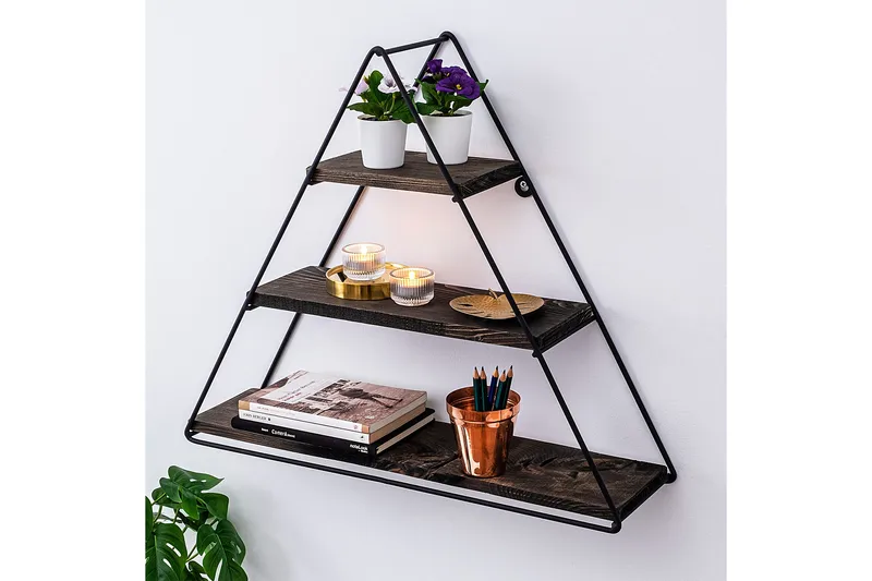 Raceme Vägghylla 60x15 cm 3 Hyllor - Svart/Mörkbrun - Förvaring - Hylla - Vägghylla