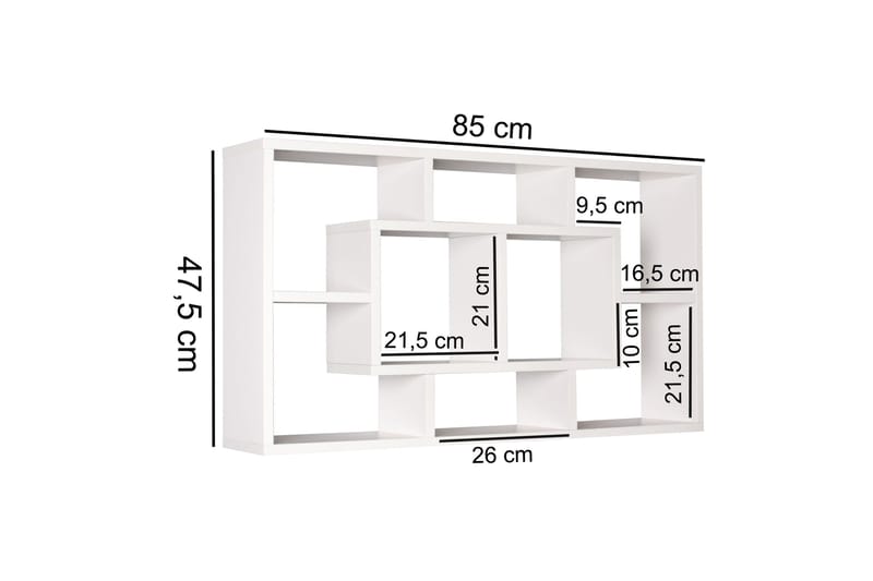 Rhosgoch Vägghylla - Vit - Förvaring - Hylla - Vägghylla