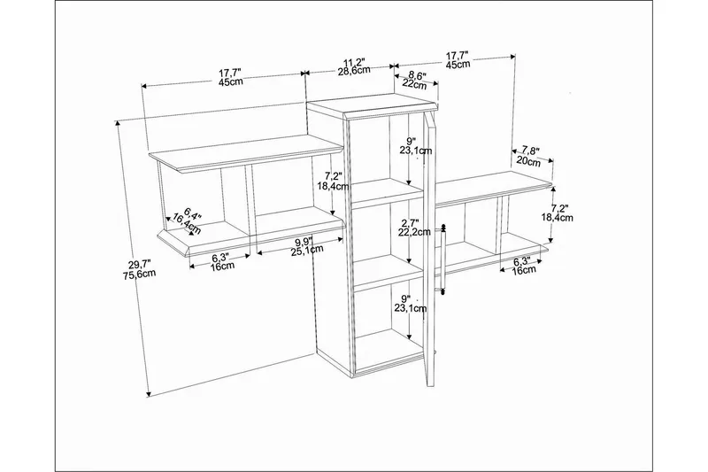 Rinorea Vägghylla 118,6x51,8 cm - Svart - Förvaring - Hylla - Vägghylla