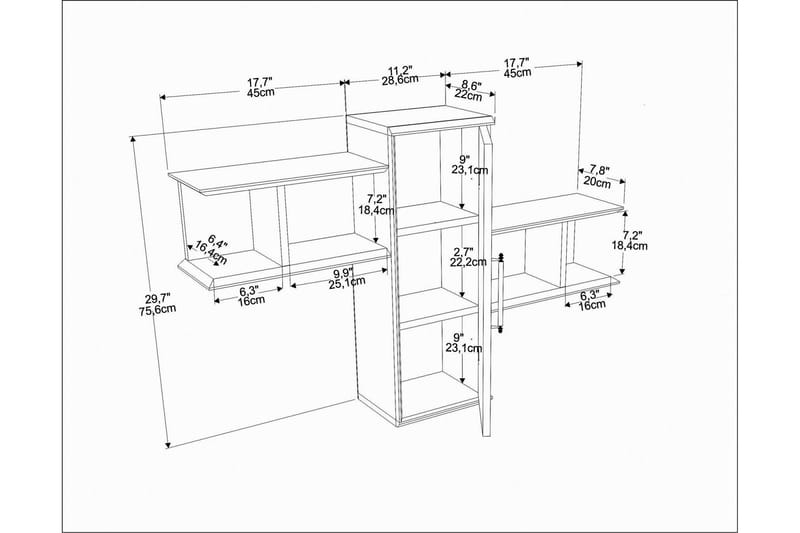 Rinorea Vägghylla 118,6x51,8 cm - Vit - Förvaring - Hylla - Vägghylla