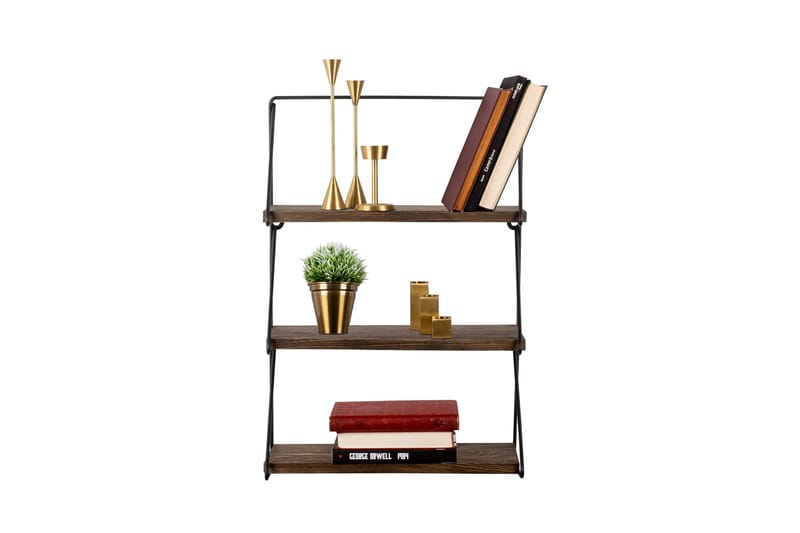 Rinorea Vägghylla 60x15 cm 3 Hyllor - Svart/Mörkbrun - Förvaring - Hylla - Vägghylla