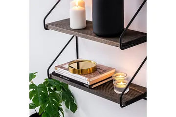 Rinorea Vägghylla 60x15 cm 3 Hyllor - Svart/Mörkbrun - Förvaring - Hylla - Vägghylla