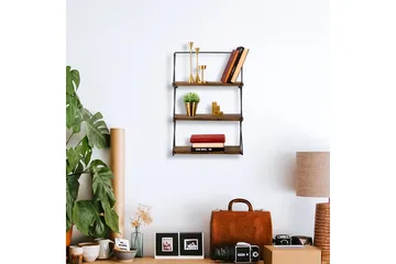 Rinorea Vägghylla 60x15 cm 3 Hyllor - Svart/Mörkbrun - Förvaring - Hylla - Vägghylla