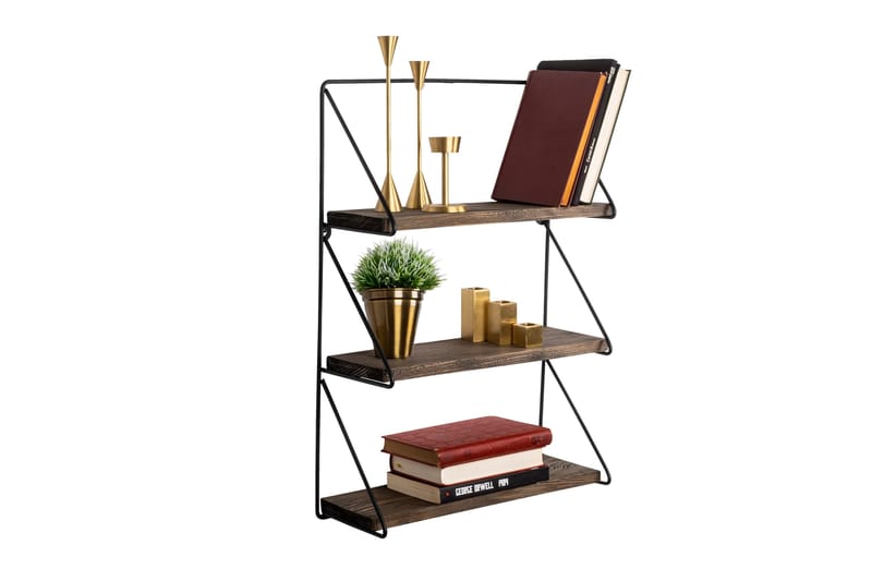 Rinorea Vägghylla 60x15 cm 3 Hyllor - Svart/Mörkbrun - Förvaring - Hylla - Vägghylla