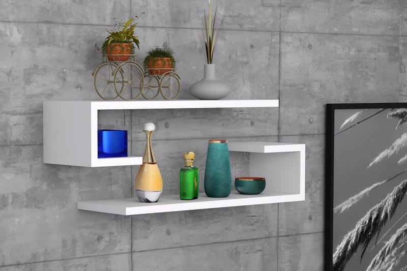 Sergoit Vägghylla 60x20 cm 4 Hyllor, Vit