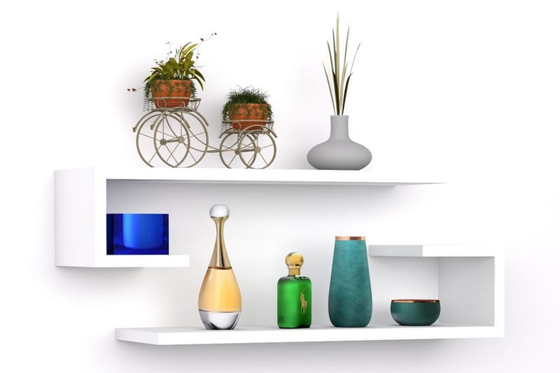 Sergoit Vägghylla 60x20 cm 4 Hyllor - Vit - Förvaring - Hylla - Vägghylla