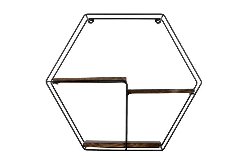 Serotinus Vägghylla 60x15 cm 3 Hyllor, Svart/Mörkbrun