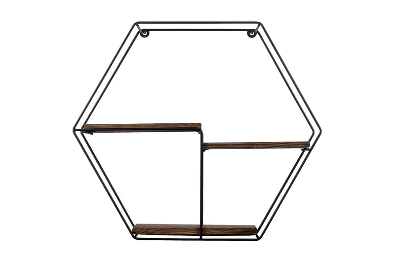 Serotinus Vägghylla 60x15 cm 3 Hyllor, Svart/Mörkbrun