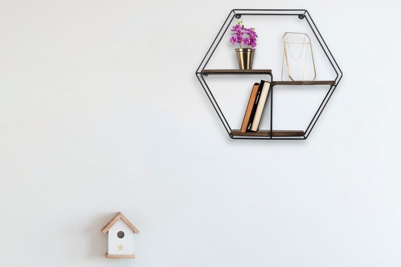 Serotinus Vägghylla 60x15 cm 3 Hyllor - Svart/Mörkbrun - Förvaring - Hylla - Vägghylla