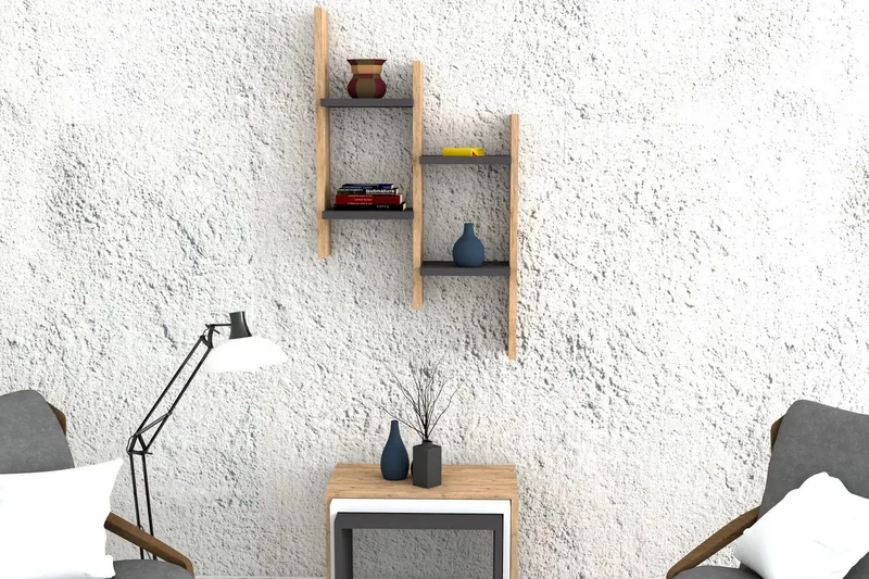 Shottisham Vägghylla 49 cm - Antracit|Valnöt - Förvaring - Hylla - Vägghylla