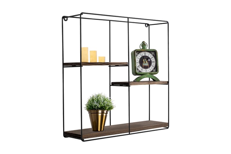Siringo Vägghylla 60x15 cm 3 Hyllor - Svart/Mörkbrun - Förvaring - Hylla - Vägghylla