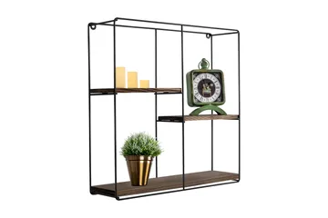 Siringo Vägghylla 60x15 cm 3 Hyllor - Svart/Mörkbrun - Förvaring - Hylla - Vägghylla