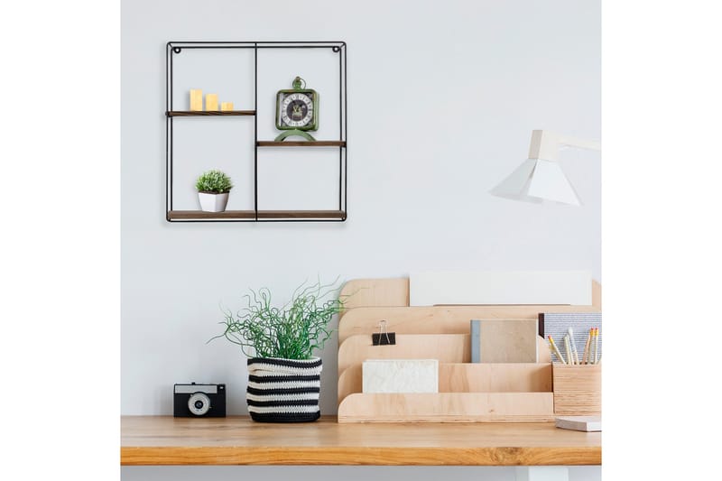 Siringo Vägghylla 60x15 cm 3 Hyllor - Svart/Mörkbrun - Förvaring - Hylla - Vägghylla