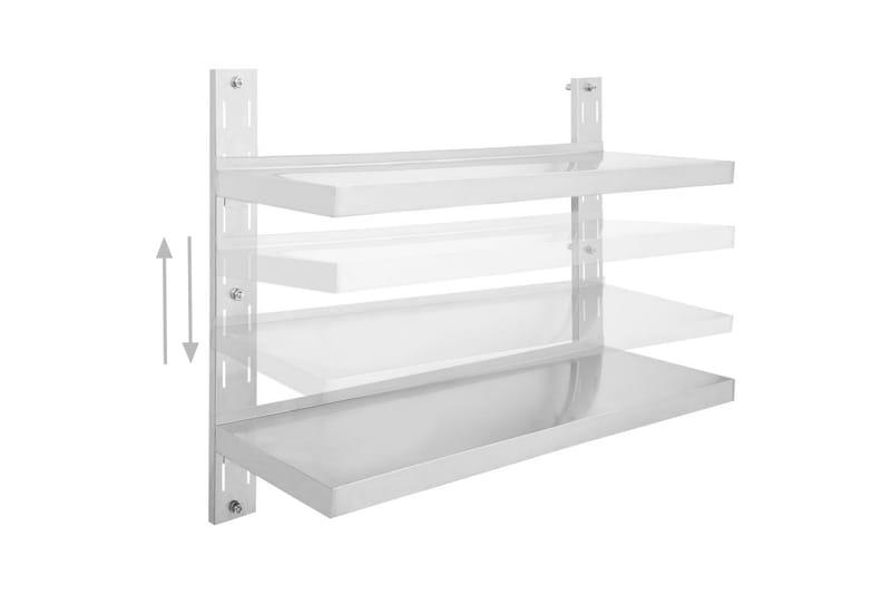 Svävande vägghylla 2 plan rostfritt stål 100x30 cm - Grå - Vägghylla - Väggförvaring